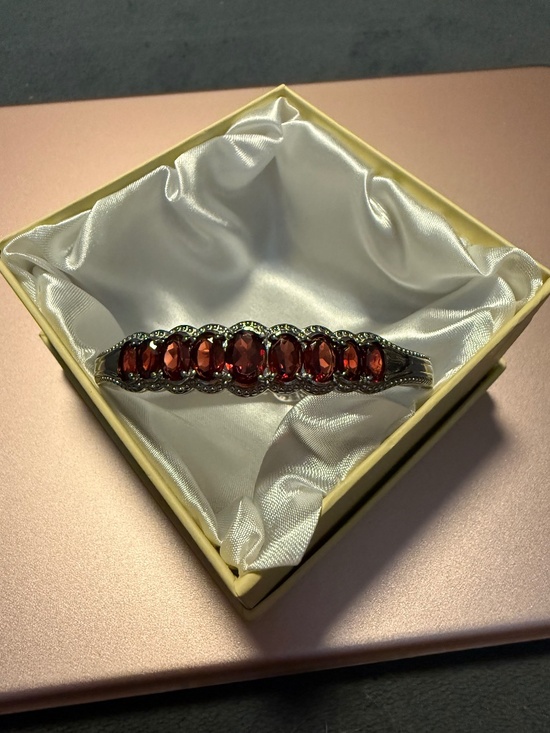 Buy Mozambique Garnet Bangle Bracelet in Stainless Steel  New Mozambique Garnet Bangle Bracelet